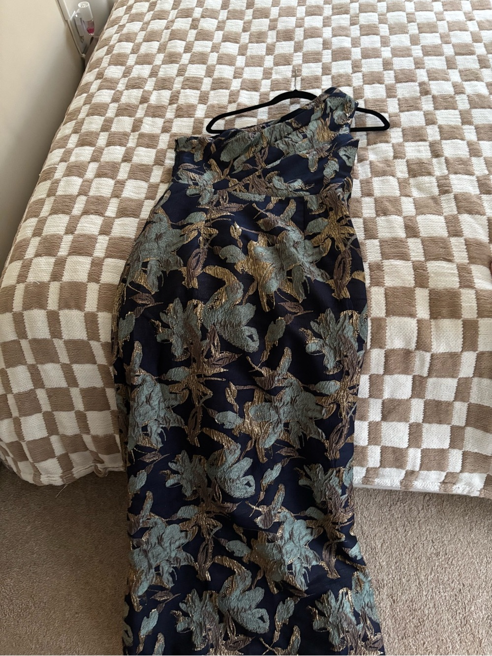 One-Shoulder Navy Floral evening Dress